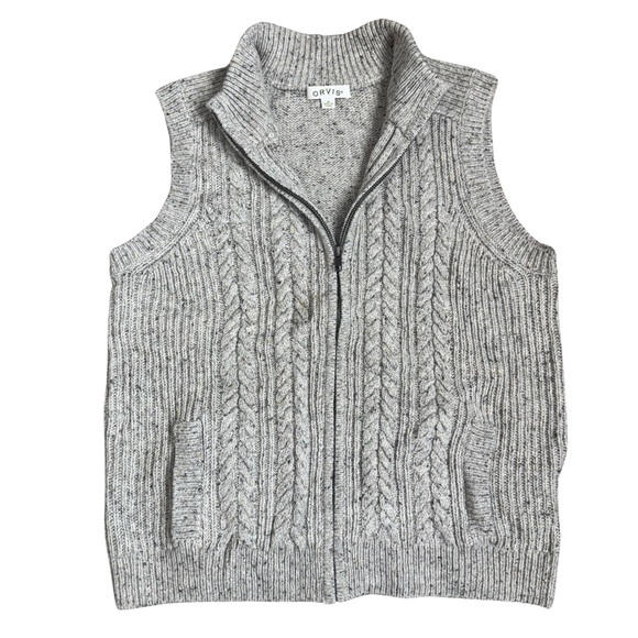 Orvis Jackets & Blazers - Orvis Full Zip Wool Cashmere Sweater Vest Medium Flecked Luxury Hiking Outdoors